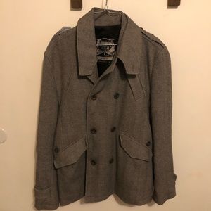 Mens Slim Fit Buckle Pea Coat Size M